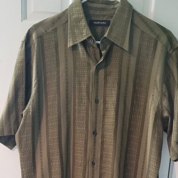 Men's Olive Green Short Sleeve Shirt Large - Picture 1 of 3
